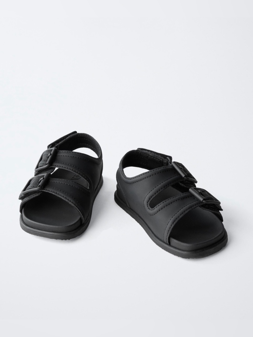 Zara kids' Black Double-Strap Buckle Sandals 7.5